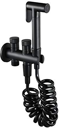 GLYYR Bidet Handbrause Toilette, Bidet Armaturen Set Messing Duschkopf für Toilette Kaltes Wasser Bidet Sprühaufsatz mit Schlauch für Badezimmer, Haustiere,Schwarz
