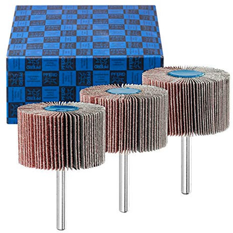 PFERD Fächerschleifer-Set F, 3-tlg. | Korund Ø50x30mm Schaft-ø 6mm A60, 80, 120 | 44498004 – für Feinschliff & Finish