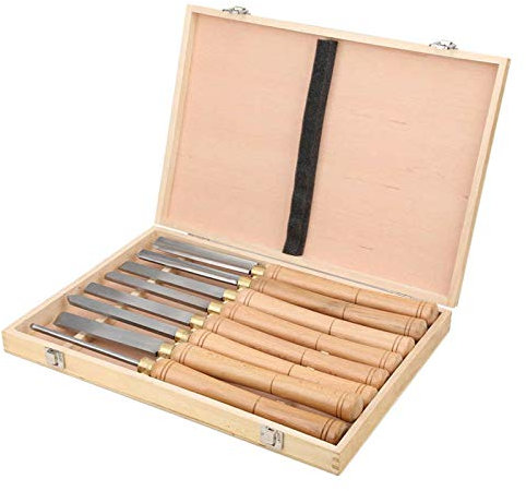 HSS-Qualitätsstahl 8-Teilig Drechselmesser Set für Anfänger und Hobby-Drechsler Drechseleisen Drehmeißel Schrägschneidemeißel Werkzeug