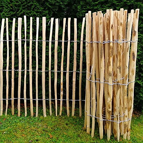 HELO Staketenzaun Gartenzaun Zaunlatte Holzzaun Haselnussholz Bauernzaun Zaun 5m (Höhe: ca. 50 cm, Länge: ca. 5 m, Lattenabstand: ca. 3-4 cm)