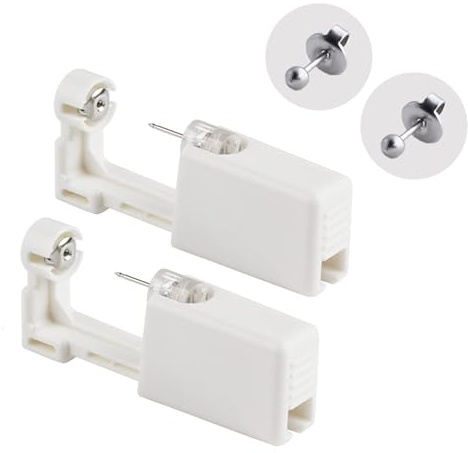 ILLUVA 2 Pezzi Pistole Monouso per Piercing Orecchio, Sicuro e Indolore, Kit de Orecchio Piercingi con Orecchini, per Donne e Uomini