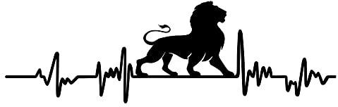 Aufkleber Herzschlag Tiere Breite 27cm Lifeline Heartbeat Deko Sticker Selbstklebend für Auto Kühlschrank Laptop Autoaufkleber K150 (Schwarz Glanz, 19 Löwe)