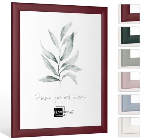 Bildershop-24 Bilderrahmen modern stabil Dalia Dunkelrot 84 X 118,8 cm (DIN A0) Rahmen für Bilder Urkunden Poster Farbe & Größe wählbar
