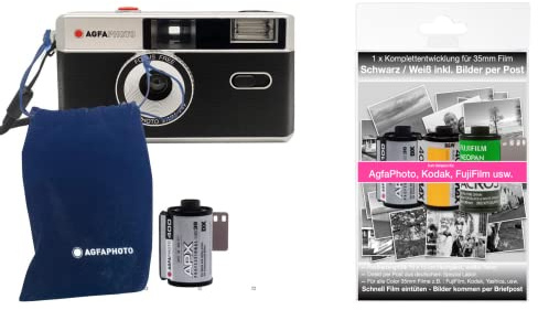 Agfa Foto analog 35 mm fotokamera i ett komplett set: Film batteri utvecklingsset för upp till 36 svarta vit/bilder (via post)