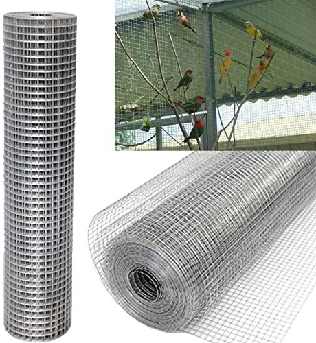 Rat Mesh Rodent Proofing 610mmX15m, Hot Dip Galvanised Welded Wire Mesh Roll, Chicken Square Mesh Wire Netting Rabbit Outdoor Aviary Pet Garden Mesh Net Fence, 1x1 Mesh Hole Poultry Enclosures Mesh