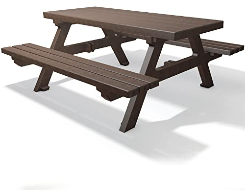 hanit Picknick Sitzgruppe ISOLA | Braun | 200 x 174 x 78cm | wetterfester Picknicktisch aus Recycling Kunststoff