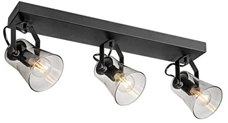 Home Sweet Home Industrie-Strahler in Schwarz | 3×E14 Fassung | 46 x 18 x 18.5 cm | Metall & Glas | Ideal für Wohn- und Schlafzimmer | Ohne Leuchtmittel