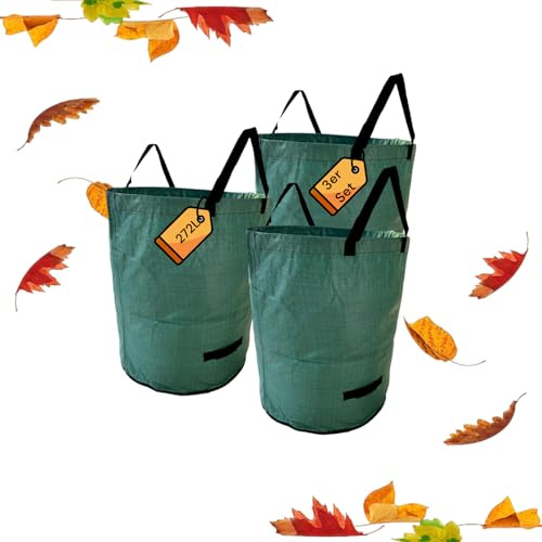 Gartenabfallsack 3er Set 272l Laubsack Rasensack Gartensack für Gartenabfälle