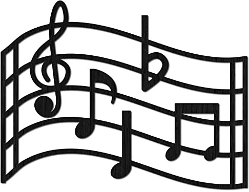 CREATCABIN Wood Music Note Wall Art Black Treble Clef Wall Decor Hanging Music Wall Sign Musical Decorations Silhouette Artwork for Home Studio Living Room Bedroom Gallery Bar Party 11.81 x 9.84 Inch