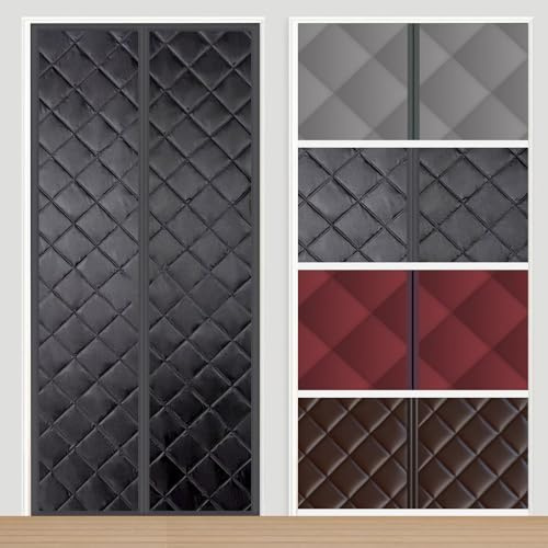 Ufamiluk Isolation Thermique Porte Anti Froid en d'hiver en Coton Isolant Phonique Rideau Thermique Isolant Anti Froid et Chaleur pour Porte de Salon Portes de Balcon extérieure 85x185cm Noir