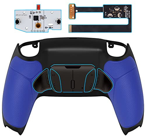 eXtremeRate Konfigurierbar RISE4 Metal Remap Kit für ps5 Controller BDM-010/020,Upgrade Mapping Board&Gummiert Griff Rück Gehäuse Case&Meall Back Paddles Rücktasten für ps5-Berliner Blau