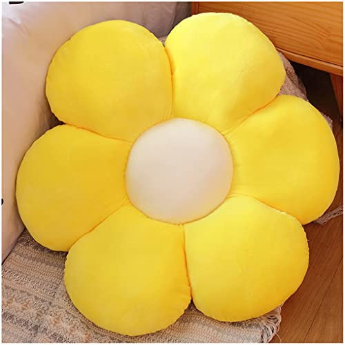 LANFIRE Kissen mit Blumen Bodenkissen Sitzkissen im Innenhof Dekokissen aus Plüsch Sitzkissen (50CM, Gelb)