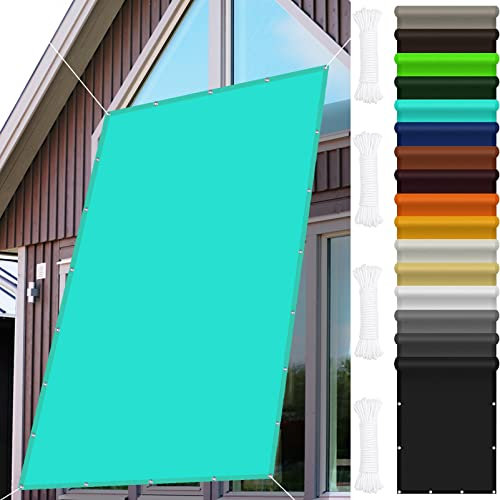 Tenda a Vela Parasole 1.7 x 2.6 m Quadrato impermeabile Vela Ombreggiante, Protezione UV e Antipioggia Parasole con Corda di Nylon, per Esterno Giardino, Blu Cielo