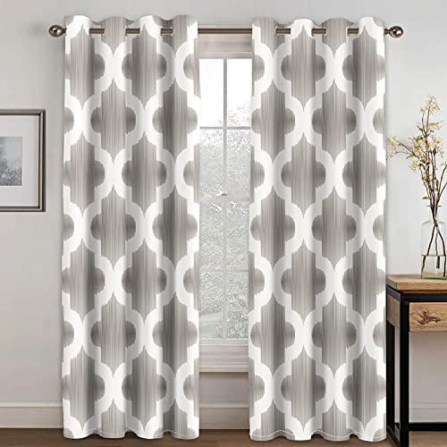 XIANGPEIFBH Günstige abstrakte geometrische Kunst grau Moderne Verdunkelungsvorhänge für Wohnzimmer Schlafzimmer Fensterdekoration Schattierung Winodw Vorhang 115(W) x(H) 255cmx2pcs