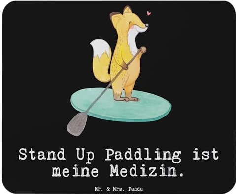 Mr. & Mrs. Panda Mauspad Fuchs Stand Up Paddling - Geschenk, Mausmatte, Paddle, Mausunterlage, Mousepad, Boarding, Subben, Computer, pc, SUB