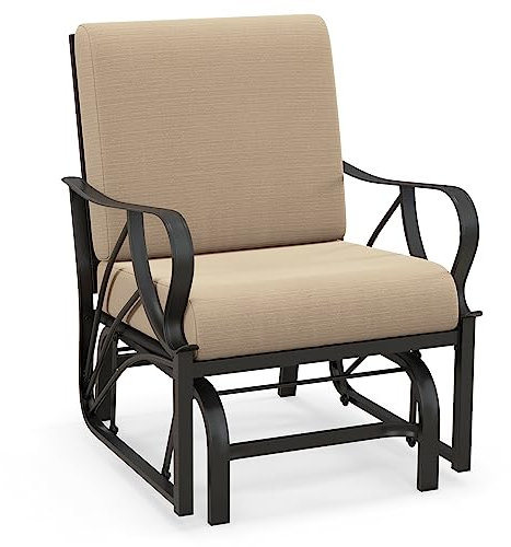 GIANTEX Schaukelstuhl aus Metall mit Kissen, robust, ergonomisch, für Garten, Terrasse, Balkon und Wohnzimmer