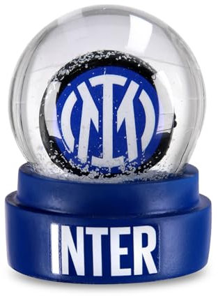 Inter - Palla di vetro con neve e logo dell'Inter, boule de neige natalizia con effetto nevicata, snow globe, regalo perfetto per i tifosi