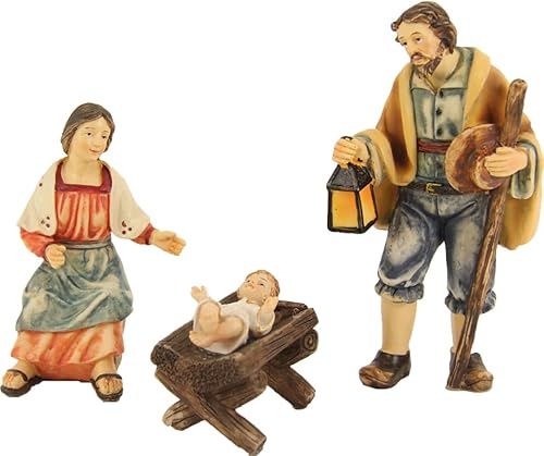 FADEDA 3 figuras de belén decorativas, 10 cm, pintadas a mano, detalles detallados, decoración de mesa de Navidad, accesorios para pesebre