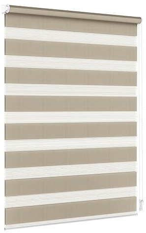 Jalousiescout Estores de Noche y día Klemmfix Estor Enrollable de Doble Capa sin Taladrar, Doble Estor Interior Ventanas Sala de Estar Cocina, 3 Opciones de Montaje, 45 x 220cm, Marrón Claro