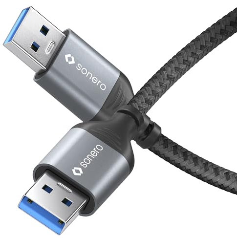 Sonero® USB-A auf USB-A Datenkabel, Verbindungskabel, USB Kabel Typ A, USB 3.0, 5GB/s, space grey/schwarz, 1,50m