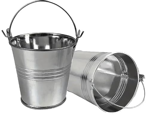 MIKONI Metalleimer Wassereimer Blecheimer Eimer Zinkeimer verzinkt Baueimer Dekoeimer 5-15 Liter (10 Liter)