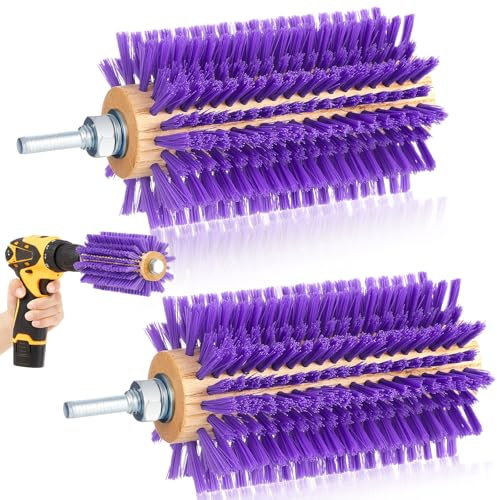 Willinglong 2 Pcs 5.35 inches Livestock Mini Drill Scratch Brush Purple Brush Grooming Kit Suitable for Cattle, Cows, Horses, Sheep and Pigs