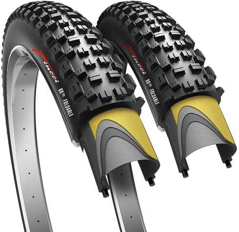 Fincci Fahrradmantel 27 5 x 2,25 Zoll – 2er Pack Kevlar MTB Reifen 27,5 mit 1 mm Nylon-Schutz 57-584 - Schwarz Mountainbike – Fahrradreifen für Radfahren Offroad-, Schlamm- und Cross-Country-Strecken