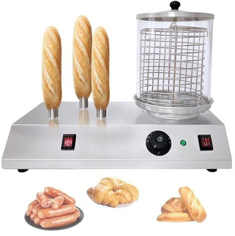 XNXYSMKJ Macchina per Hot Dog Elettrica Commerciale A Vapore, Scaldapane, Fornello in Acciaio Inossidabile, per Ristorante Casual Fast Food, 3/4 Toast Stick (3)