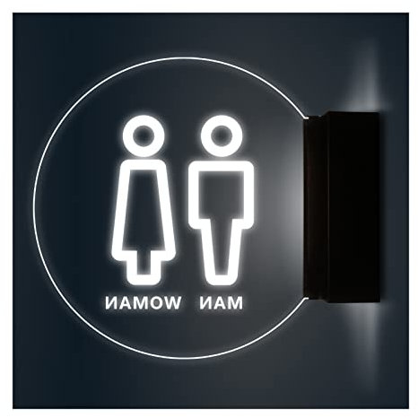 LED-Toilettenschild, Badezimmerschild mit beleuchteter Kante, LED-Schild aus Acryl für Damen, Herren und Damen, Toilettenschilder (C)