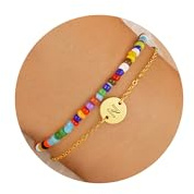 TINGN Armband Geschenke für Mädchen - Armband Mädchen Damen Gold Personalisierte Geschenke für Frauen Armbänder mit Buchstaben Armbänder Damen Gold Buchstaben Perlenarmband Teenager Geschenk