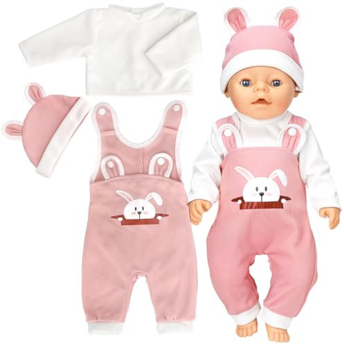 Puppenkleidung Outfits für Baby Puppen - Zubehör mit Hut, Langarm Hose - Geschenke für Mädchen und Jungen