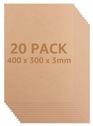 AHAQU 20 pannelli in legno MDF spesso 3 mm, per progetti fai da te, 40 x 30 cm, fogli vuoti in MDF per pittura, modellazione, incisione, traforo
