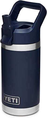 YETI Rambler Jr Kids Bottle, Vacuum Insulated Stainless Steel Bottle with Straw Cap, Navy, 12 oz (354 ml)