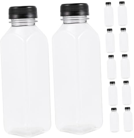 FELTECHELECTR 12stücke Kunststoff Saftflasche Mit Deckel Wiederverwendbare Leere Saftflasche Plastiksaftflasche Für Getränke Saftflaschen Mit Dichtem Verschluss Für