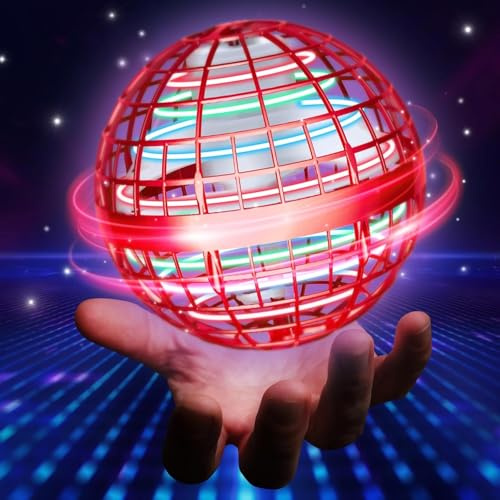 UROINT 2026 Flying Orb Ball for Kids, Magical Galaxy Hover Cosmic Space Boomerang Rotating Floating Mini Hand Drone Stocking Stuffer Xmas Toys for Girls Boys Teen Age 6 7 8 9 10+ Red