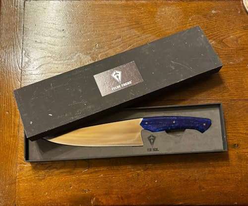 Coltello da Chef Artigianale da 22 cm - Pointer - Acciaio Damasco con Manico Decorato in Resina