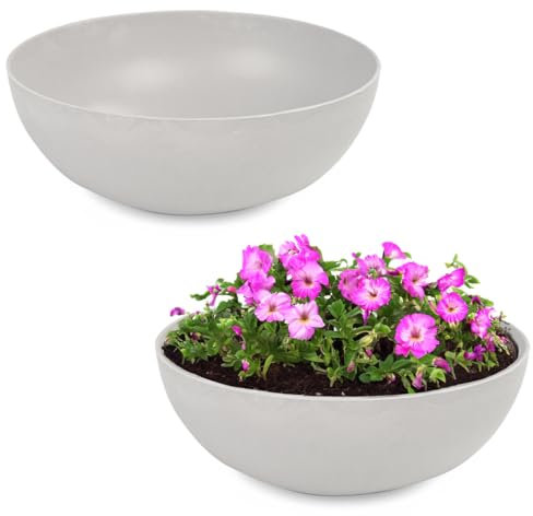 matches21 - 2 grandi ciotole decorative vintage marmorizzate come vaso da fiori – 45 cm come abbeveratoio da giardino, balcone o cimitero