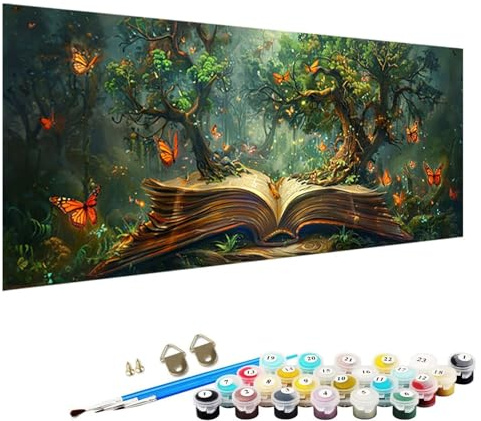 YALNSENN Malen Nach Zahlen für Erwachsene, Baum Des Lebens DIY Leinwand öLgemäLde Kit für Kinder mit Pinseln Acrylpigment Zeichnung Lackierung 70x140cm Schmetterling Malen Nach Zahlen Erwachsene 4-N8