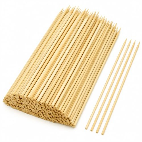 SHATCHI Lot de 500 brochettes en bambou biodégradables pour viande, fruits, grillades, barbecue, barbe à papa, cocktails, plats, 15 cm