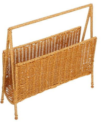 Vaguelly 1 Cesta Tejida de Almacenamiento para Revistas, Organizador de Almacenamiento Hogar Estilo Rústico y Moderno, Adecuado para Salón, Comedor y Baño