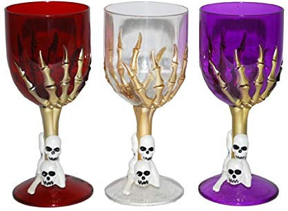LP Divertissements Lot de 6 - Verre sur Pied sorcière & crânes Couleurs Mix