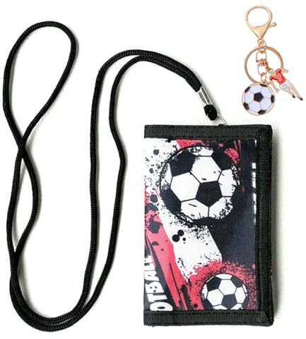 KASESSS 1 Pezzi Portafoglio Bambino, Portafoglio Ragazzo Cartoon Forma a Palla, Portafogli Ragazzo con Palla Keychain, Portamonete Bambino con Cordino, Portatile Triplo Pieghevole portafoglio