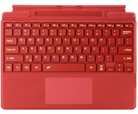 Bluetooth-tangentbord för Microsoft Surface Copilot + PC (11. Edition)Pro, kompatibel med Pro 8-11 Generation, QWERTZ, Trackpad, USB-laddning, tysk (röd)