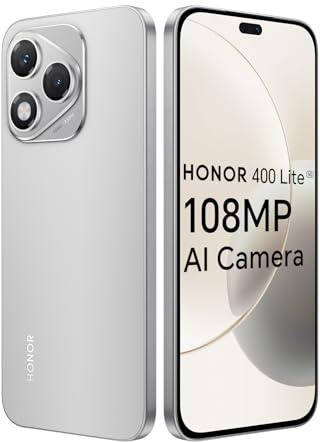 HONOR 400 Lite 5G Smartphone, 8GB 256GB, MTK 7025-Ultra, 5100mAh, Cámara AI de 108MP, 6,7 AMOLED Display 120Hz, IP64, Dual SIM, Android 15, Sin Cargador, Gris