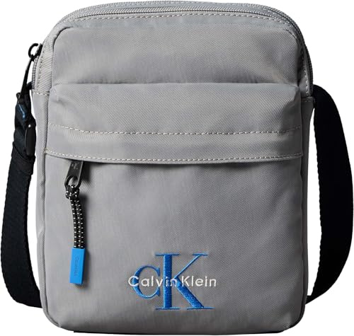 Calvin Klein Herren Crossbody Bag Tasche Bold Reporter mit Außentasche, Grau (Cloudburst), Einheitsgröße