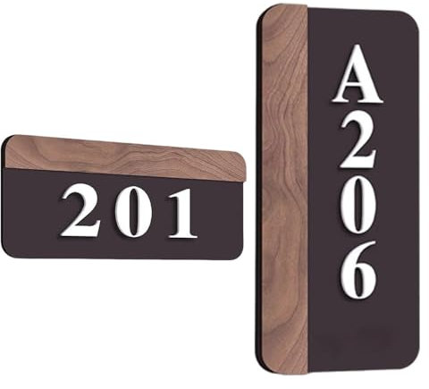 Custom Acrylic Door Number Sign – Personalized Room House Number Plate for Home, Apartment, Hotel, Dormitory or Office – Modern Name Tag Plaque with Adhesive Mount