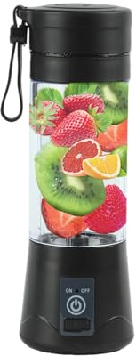Mini Blender, Portable Blender, USB Rechargeable Personal Blender, 6 Blades Powerful Cutting, Suitable for Smoothies, Shakes, and Baby Food, 380ml Portable Juicer (Black)