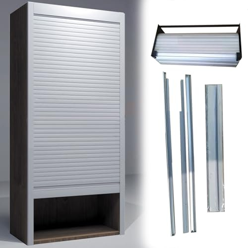 Köksskåp med jalusidörr, kraftiga väggskåp i aluminium, raka skjutdörrar, grind med rullstång för butiker/diskar/verkstäder/garage(W 32 x H 24 inch)