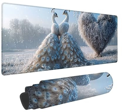 Tapis de Souris de Jeu, 1400 x 600 mm XXL Tapis Souris Gaming Grand, Antidérapant Étanche, Extended Long Clavier Mouse Pad, Accessoire Bureau, pour Gamer, Ordinateur, PC, Cadeaux (Le Paon) X-480