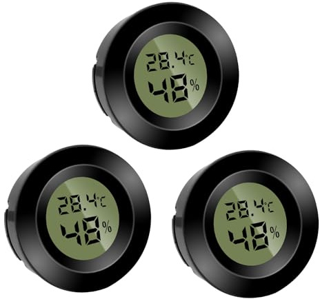 Lot de 3 mini hygromètres numériques ronds pour intérieur, bureau, salon